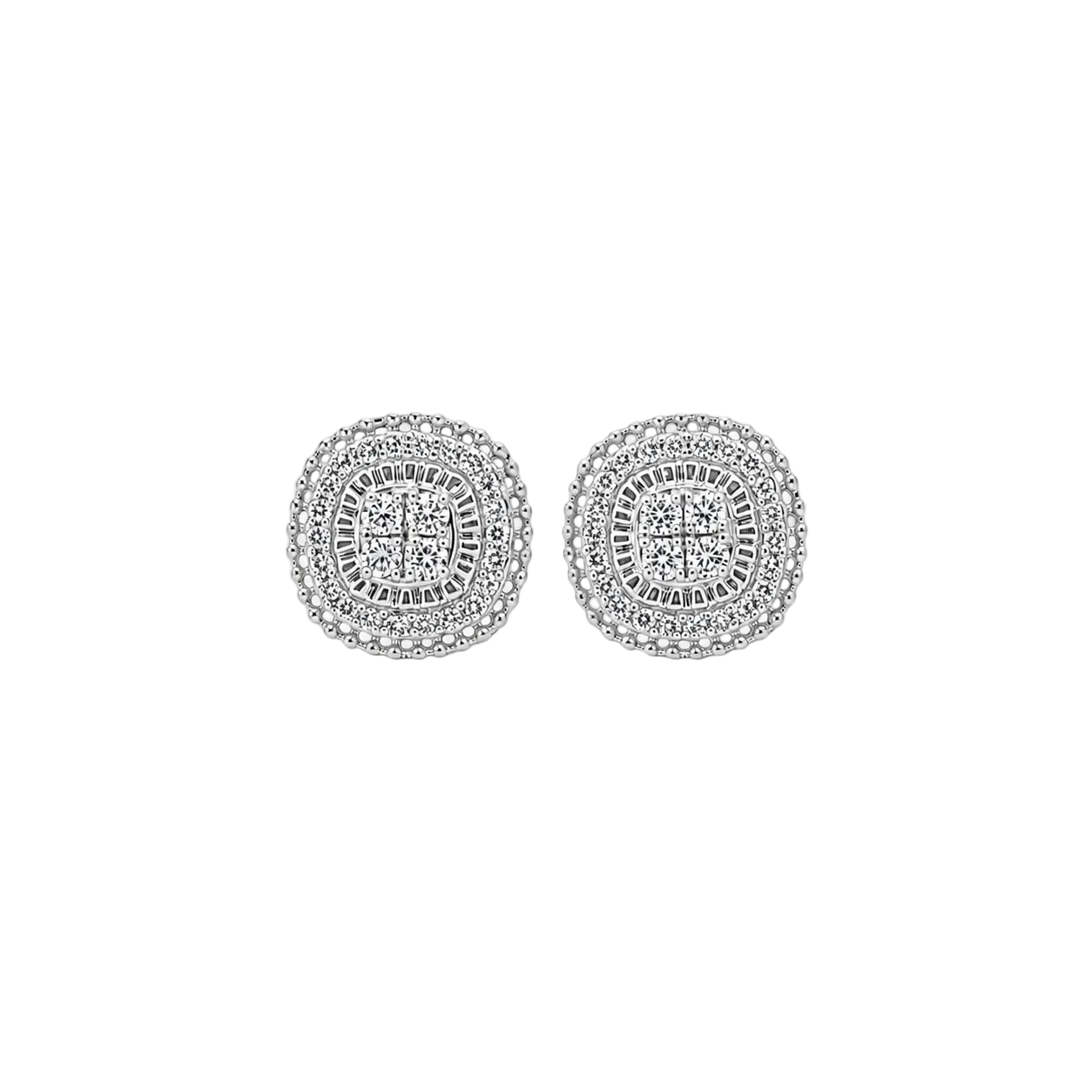 10KT Gold Diamond Cluster Stud Earrings 0.16 CTW