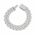 Lab Diamond Sterling Silver 15mm Cuban Link Bracelet 16.70 CTW