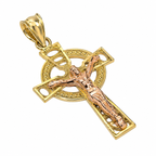 10KT Gold Two-Tone Celtic Crucifix Cross Pendant