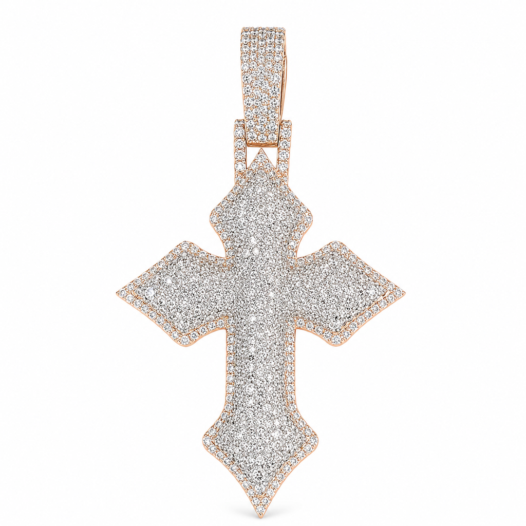 Lab Diamond Sterling Silver Cross Pendant 6.31 CTW