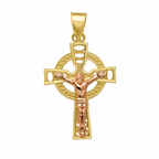 10KT Gold Two-Tone Celtic Crucifix Cross Pendant
