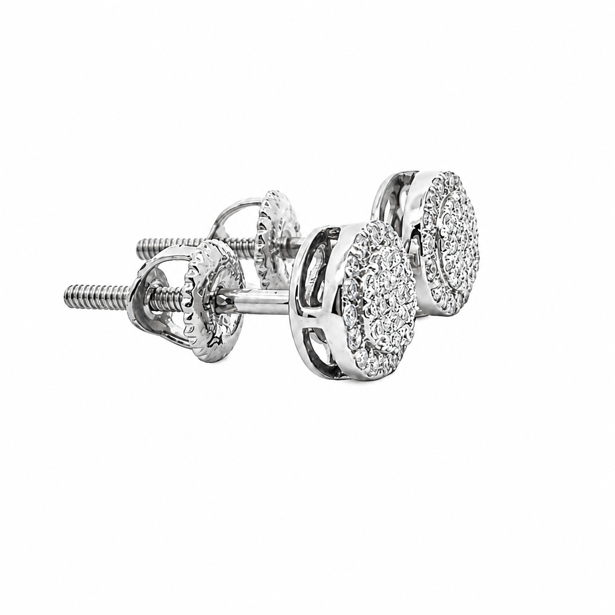 10KT Gold Diamond Cluster Halo Earrings 0.17 CTW