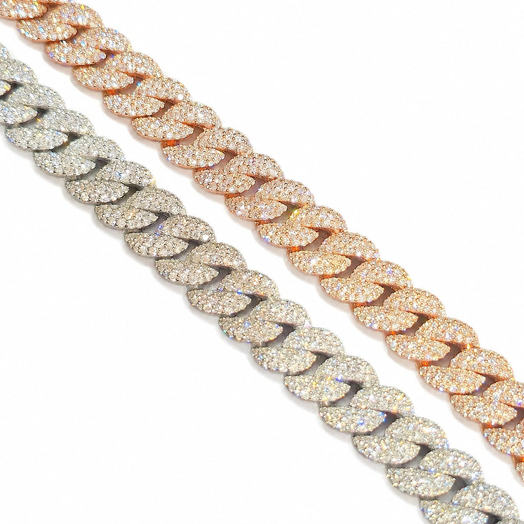 Lab Diamond Sterling Silver 12mm Cuban Link Bracelet 13.05 CTW
