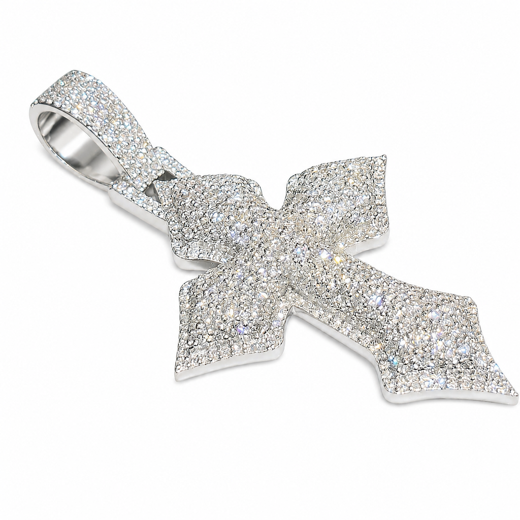 Lab Diamond Sterling Silver Cross Pendant 6.31 CTW