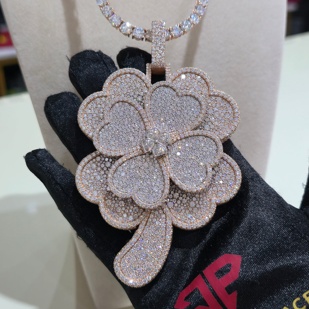 VVS Custom Clover Pendant with 5mm Tennis Chain