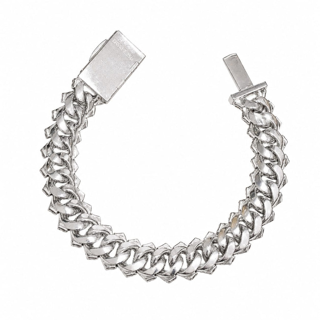 Lab Diamond Sterling Silver 15mm Snake Link Cuban Bracelet 17.25 CTW