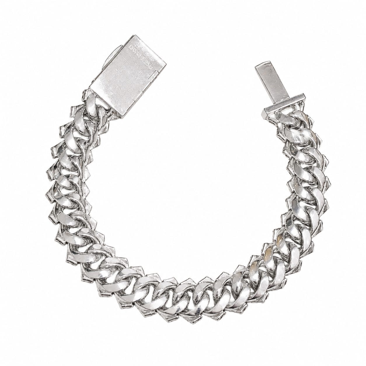 Lab Diamond Sterling Silver 15mm Snake Link Cuban Bracelet 17.25 CTW