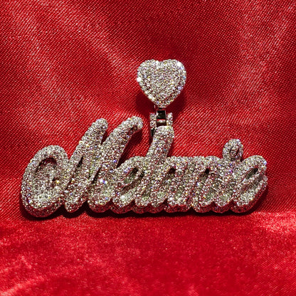 10K White Gold Custom Name Pendant With Natural Diamond 3.21 CTW APX White Gold Chain