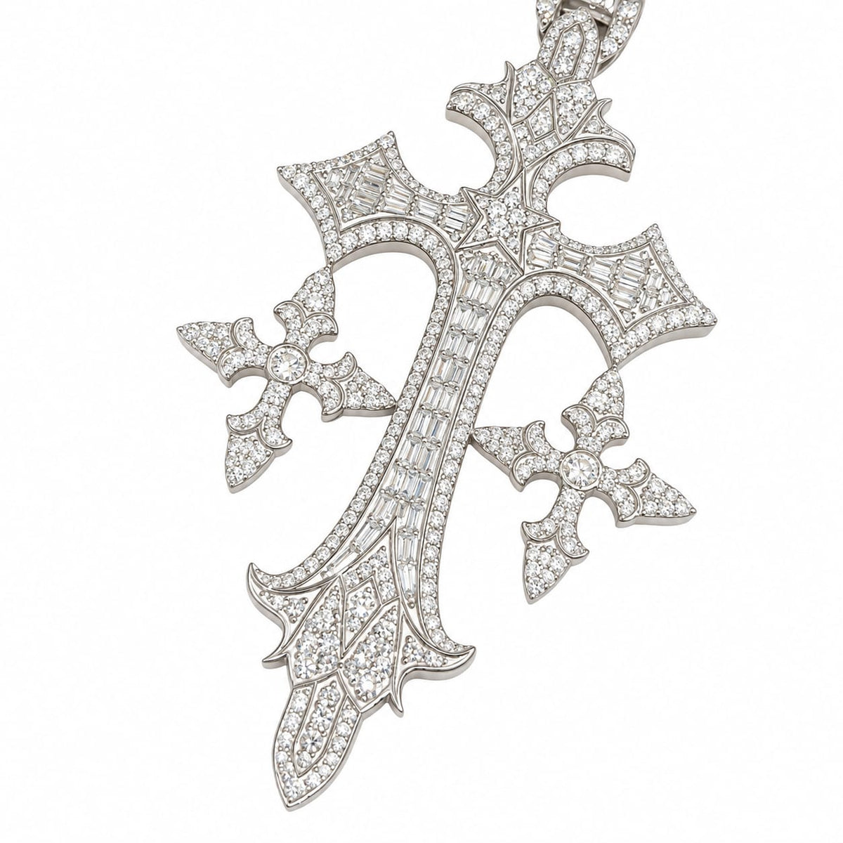 Lab Diamond Sterling Silver Cross Pendent 2.88 CTW