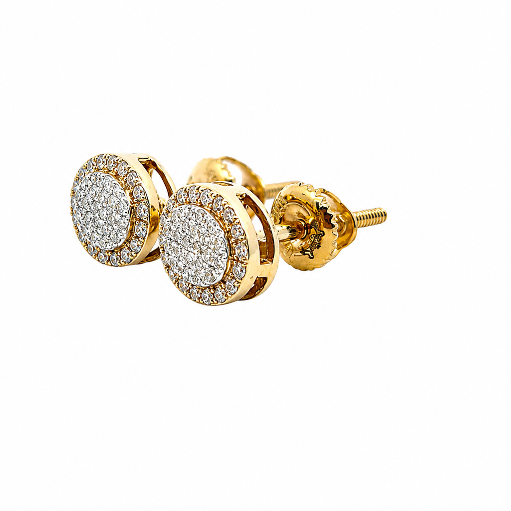 10KT Gold Diamond Cluster Halo Earrings 0.17 CTW