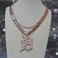 VVS Custom D Pendant with 10mm Cuban and Tennis Chain Set