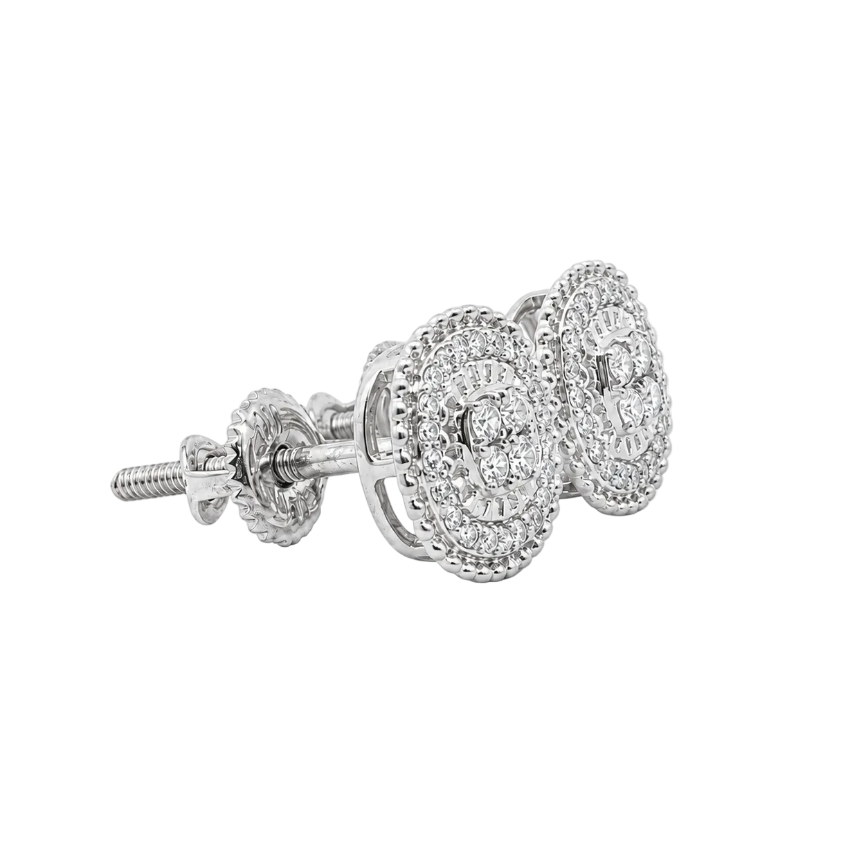 10KT Gold Diamond Cluster Stud Earrings 0.16 CTW
