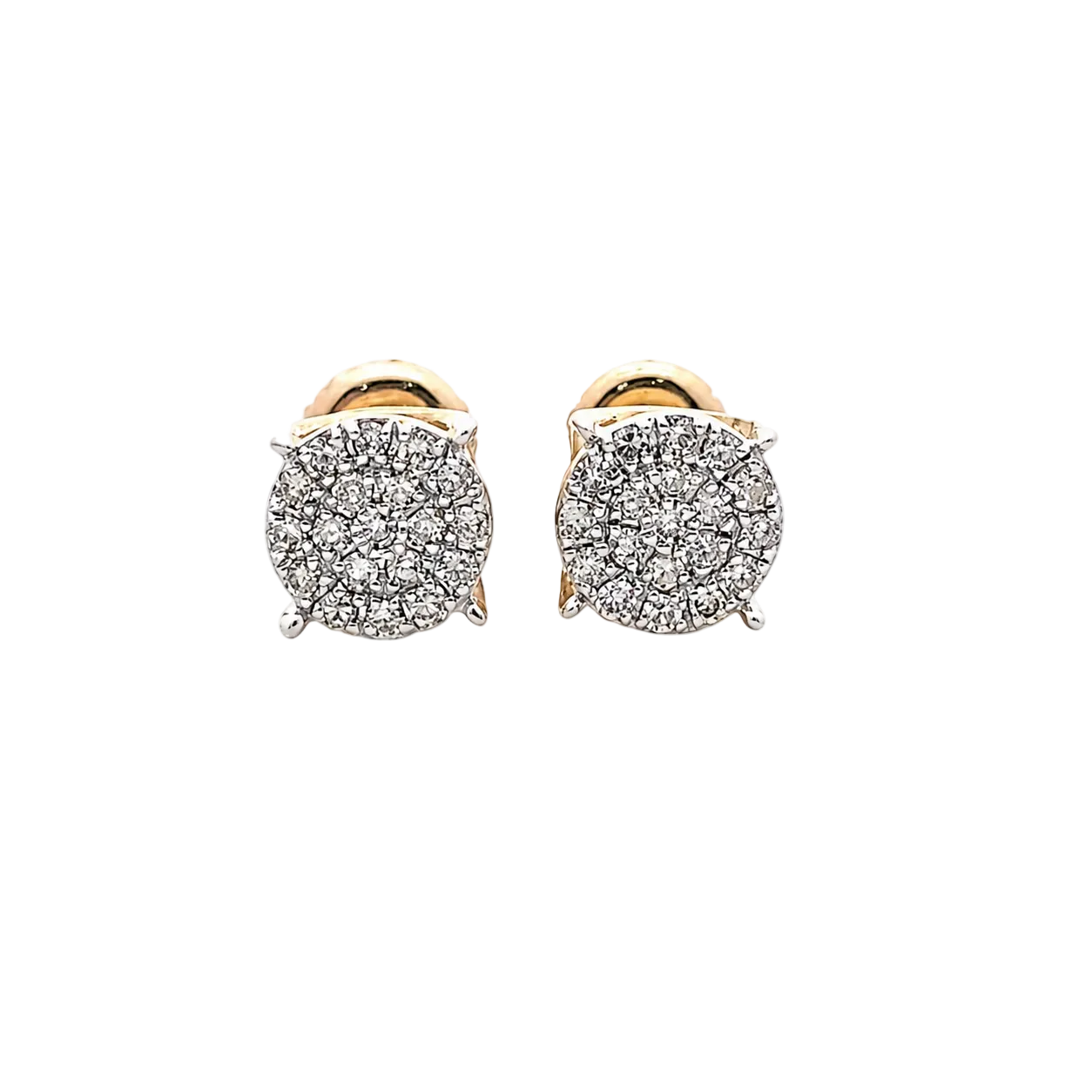 10KT Gold Diamond Round Cluster Stud Earrings 0.14 CTW
