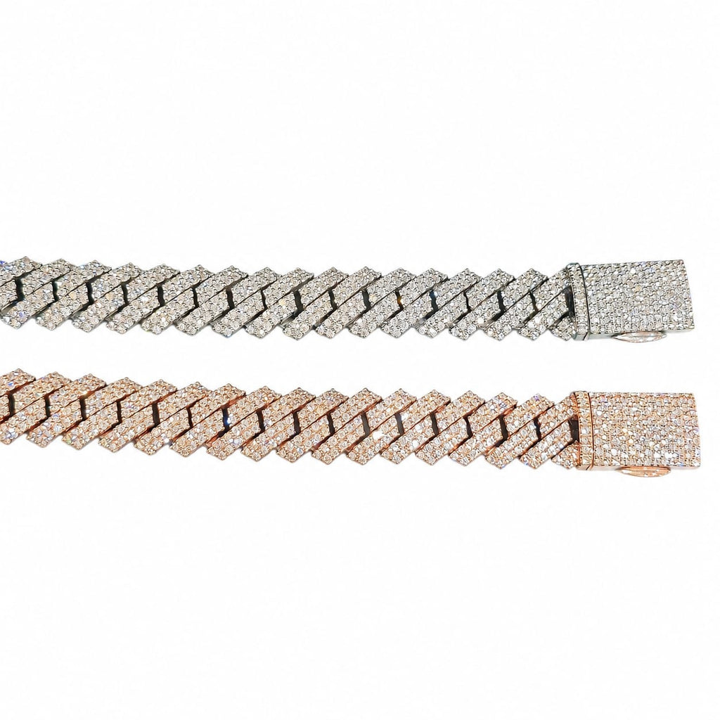 Lab Diamond Sterling Silver 15mm Snake Link Cuban Bracelet 17.25 CTW
