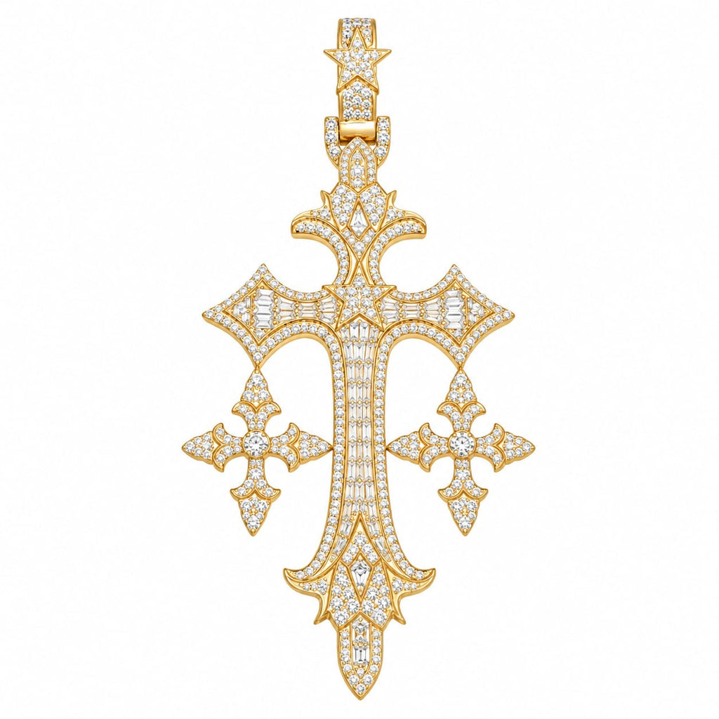 Lab Diamond Sterling Silver Cross Pendent 2.88 CTW