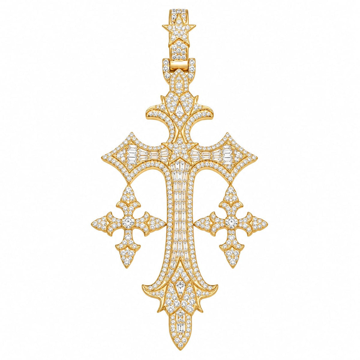 Lab Diamond Sterling Silver Cross Pendent 2.88 CTW