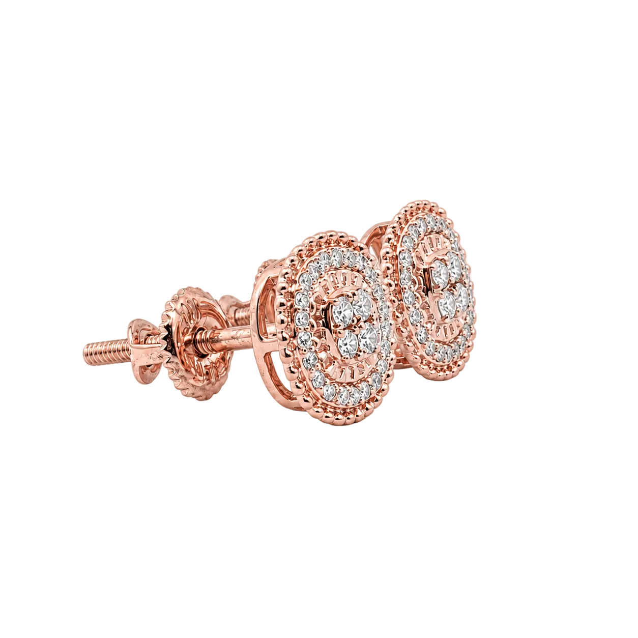 10KT Gold Diamond Cluster Stud Earrings 0.16 CTW
