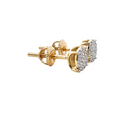 10KT Gold Diamond Round Cluster Stud Earrings 0.14 CTW