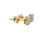 10KT Gold Diamond Round Cluster Stud Earrings 0.14 CTW