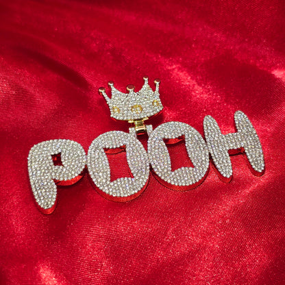 Custom Crown Name Pendant in 10K Gold with Natural VS Diamonds – Fully Iced Out