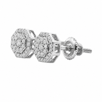 10KT Gold Diamond Octagonal Cluster Earrings 0.18 CTW