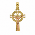 10KT Gold Two-Tone Celtic Crucifix Cross Pendant