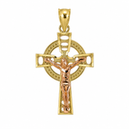 10KT Gold Two-Tone Celtic Crucifix Cross Pendant