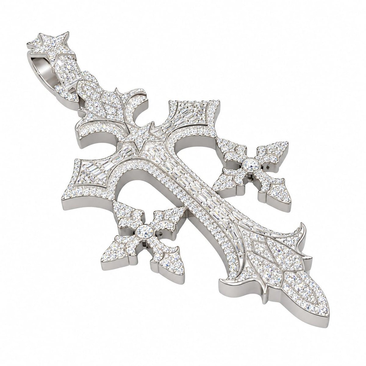 Lab Diamond Sterling Silver Cross Pendent 2.88 CTW
