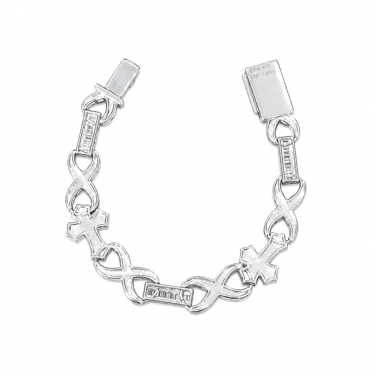 Lab Diamond Sterling Silver Infinity Cross Bracelet 7.60CTW