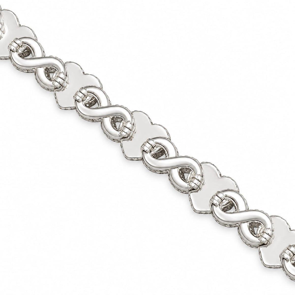 Sterling Silver Lab-Grown Diamond Infinity Heart Bracelet – 8.72 CTW