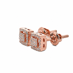 10KT Gold Diamond Square Cluster Stud Earrings 0.12 CTW
