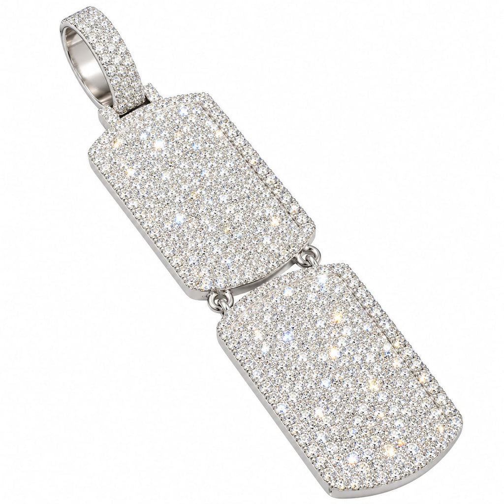 Lab-Grown Diamonds Sterling Silver Double Dog Tag Pendant – 15.37 CTW