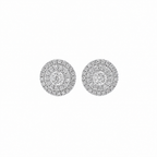 10KT Gold Diamond Double Halo Cluster Earrings 0.22 CTW