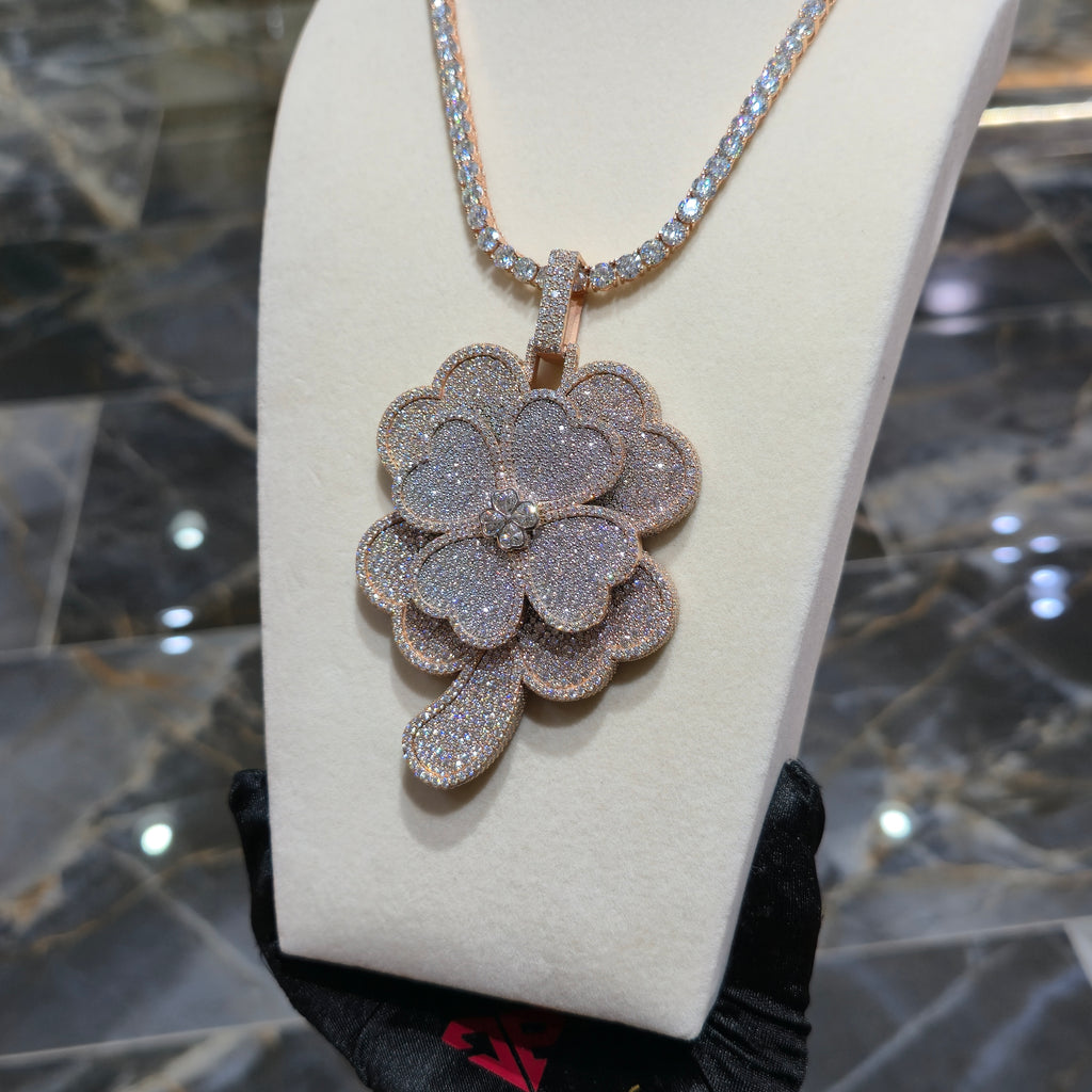 VVS Custom Clover Pendant with 5mm Tennis Chain