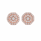 10KT Gold Diamond Octagonal Cluster Earrings 0.18 CTW