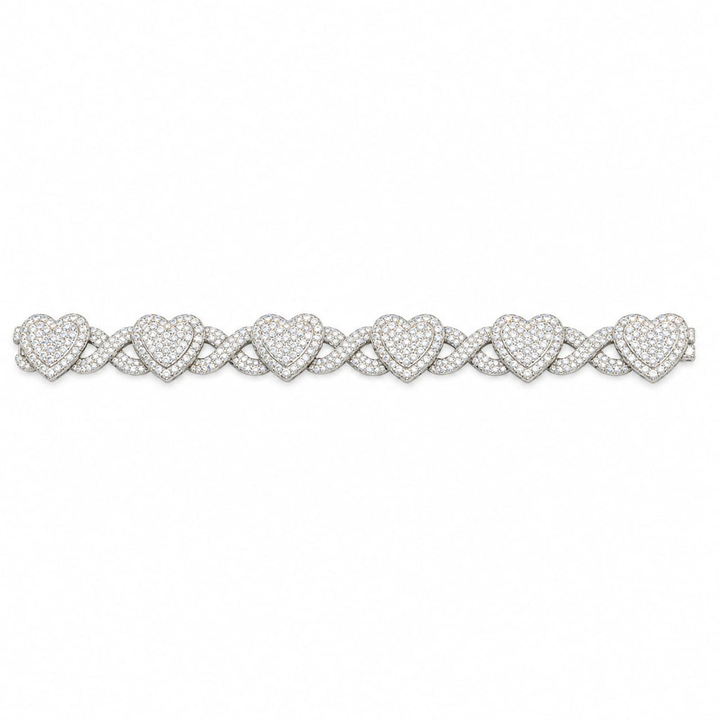 Sterling Silver Lab-Grown Diamond Infinity Heart Bracelet – 8.72 CTW