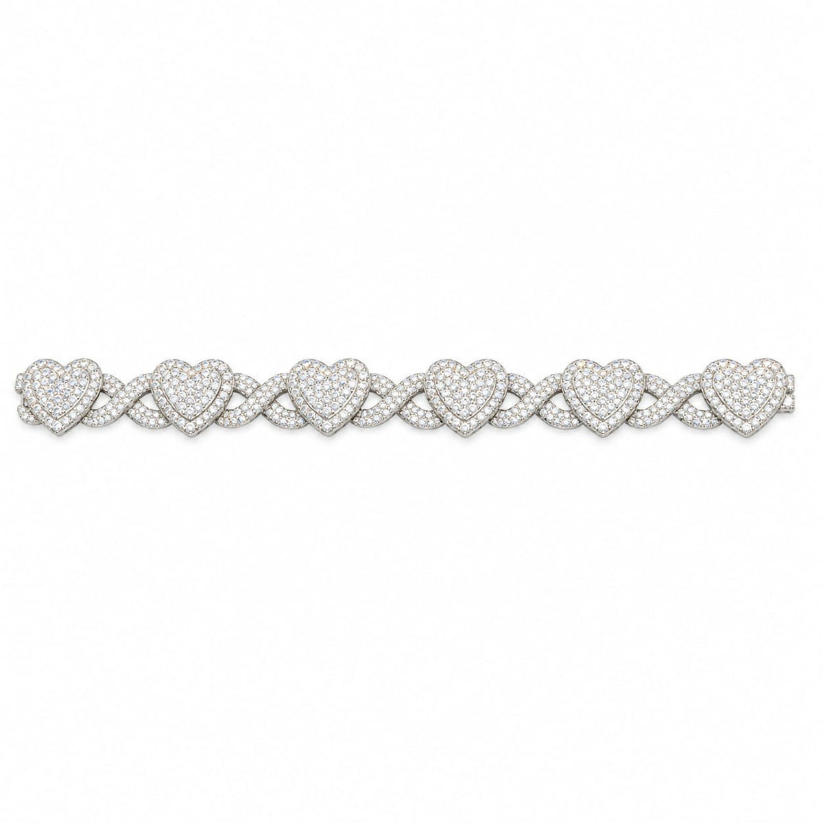 Sterling Silver Lab-Grown Diamond Infinity Heart Bracelet – 8.72 CTW