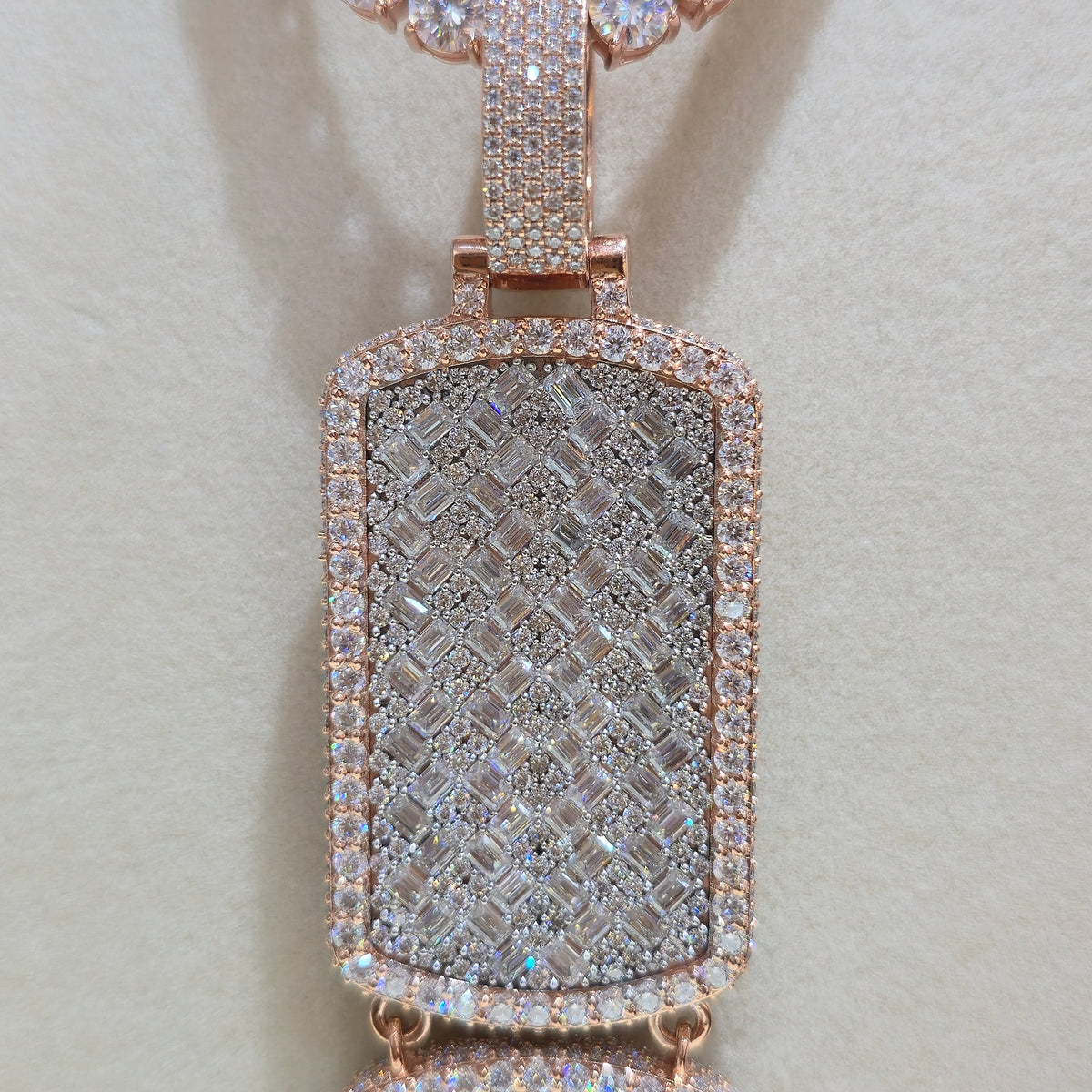 VVS Moissanite Double Dog Tag Memory Pendant & Tennis Chains