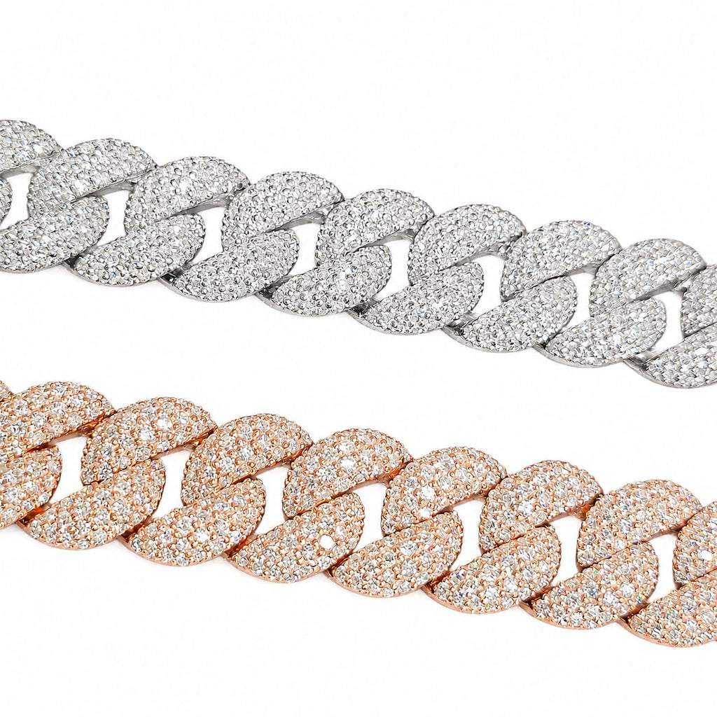 Lab Diamond Sterling Silver 15mm Cuban Link Bracelet 16.70 CTW