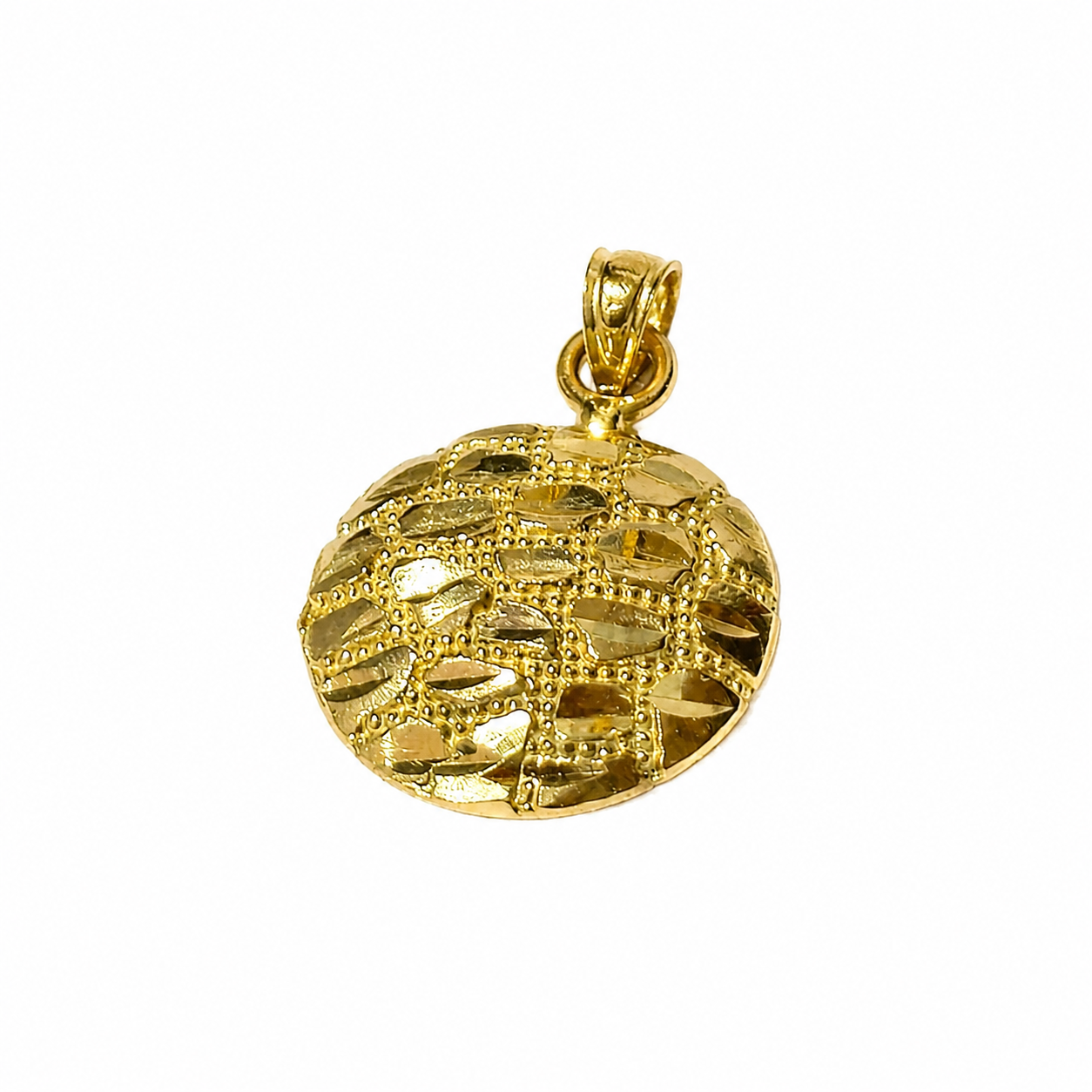 10KT Gold Round Nugget Pendant