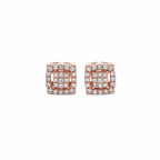 10KT Gold Diamond Square Cluster Stud Earrings 0.12 CTW