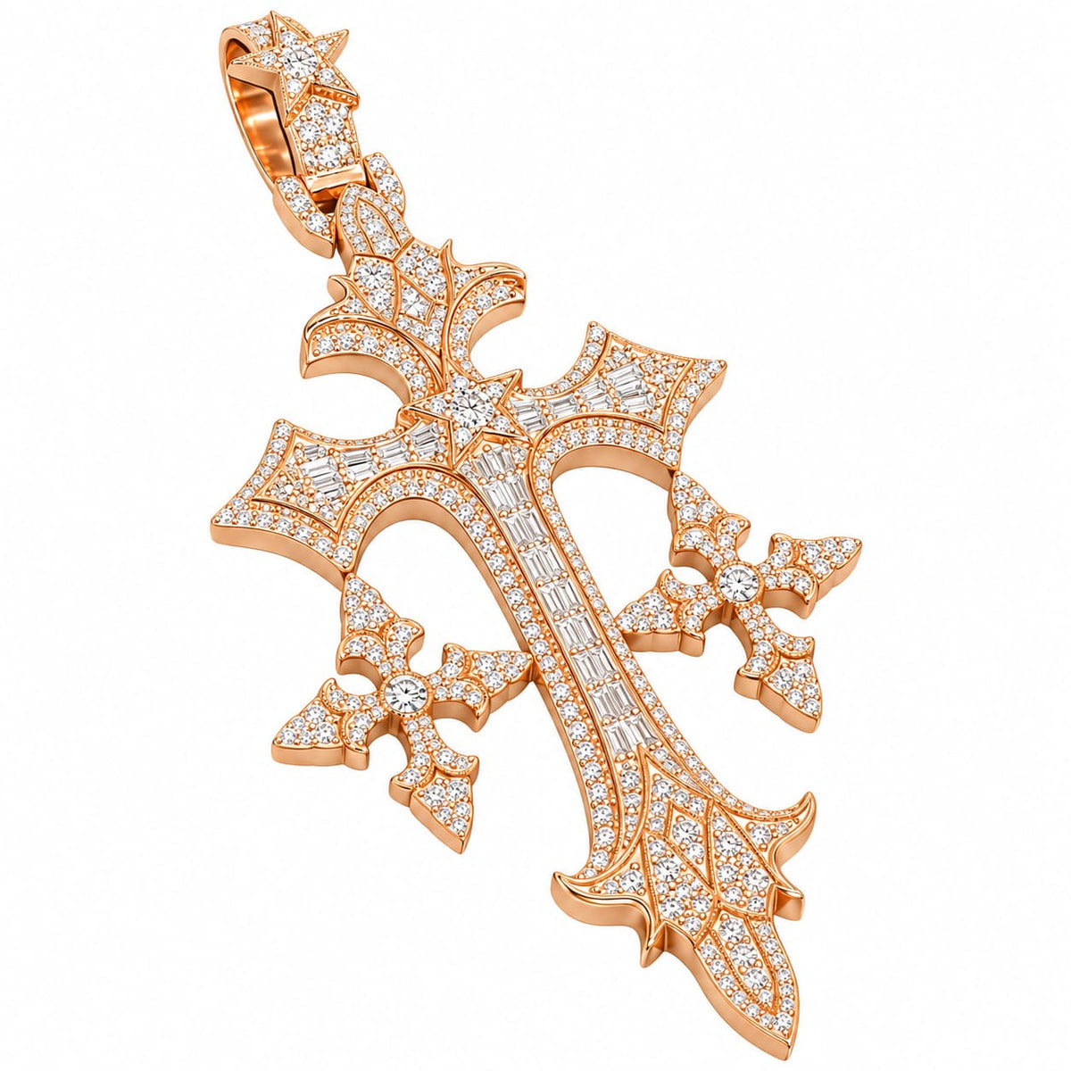 Lab Diamond Sterling Silver Cross Pendent 2.88 CTW