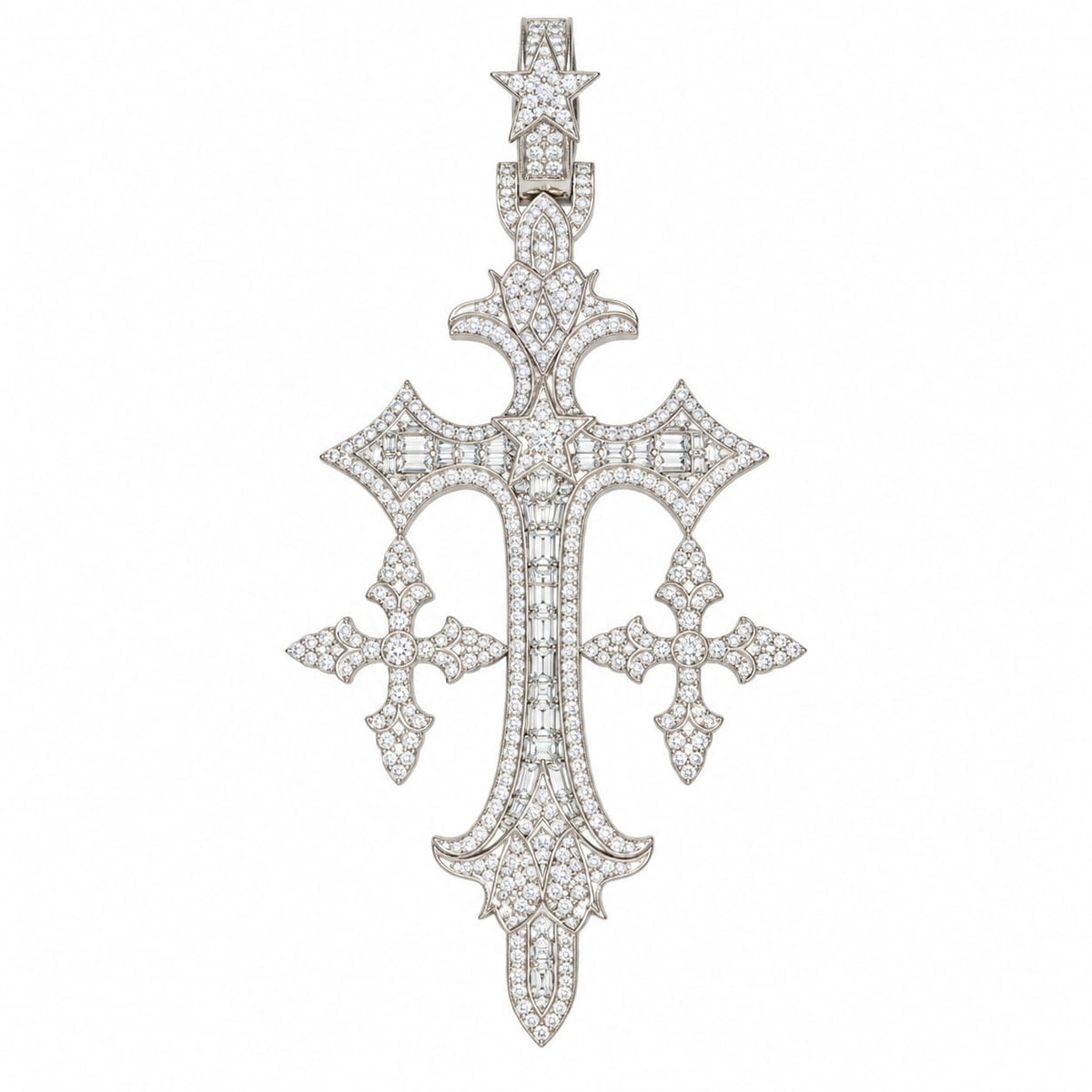 Lab Diamond Sterling Silver Cross Pendent 2.88 CTW