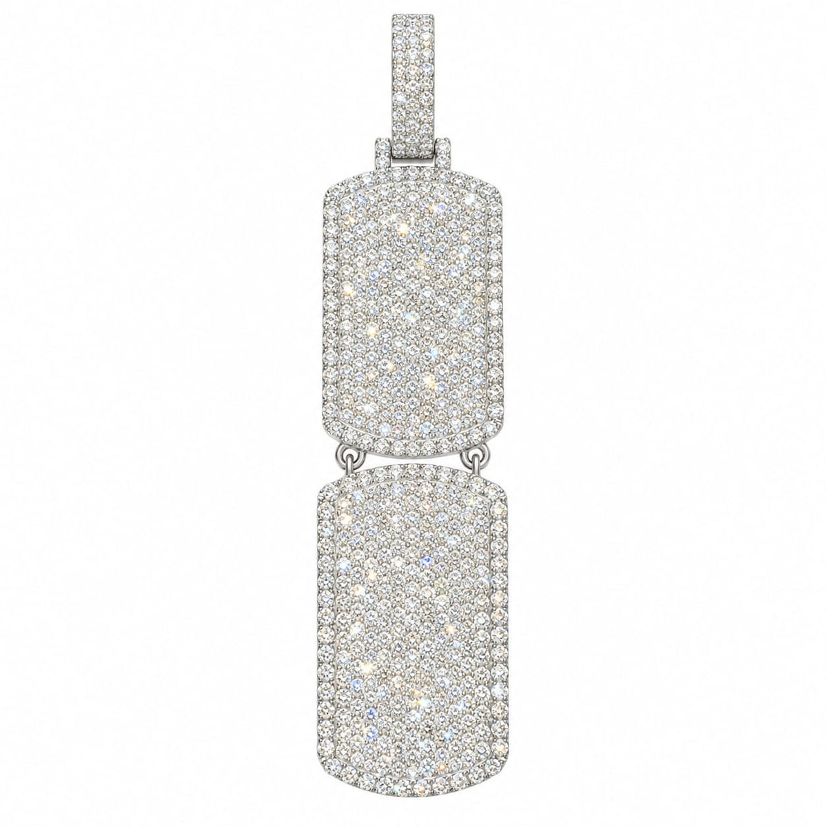 Lab-Grown Diamonds Sterling Silver Double Dog Tag Pendant – 15.37 CTW
