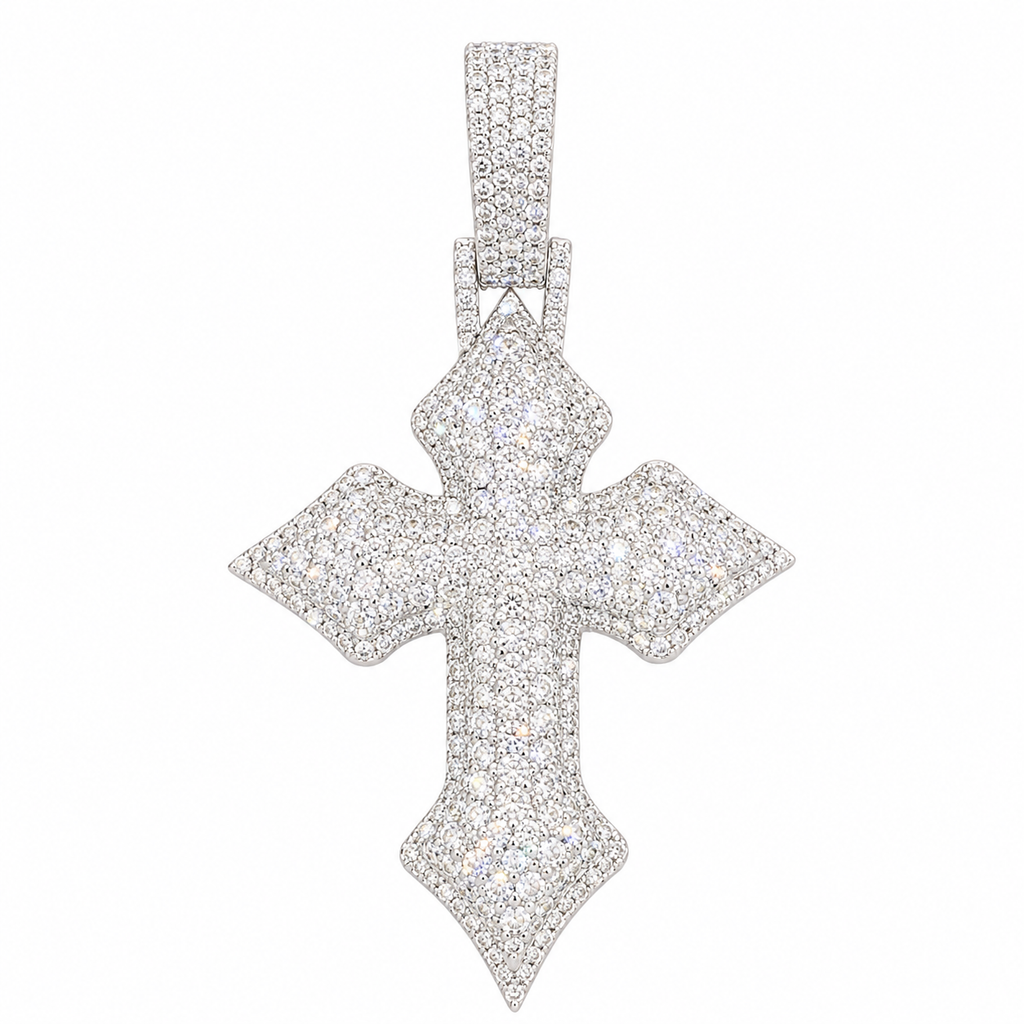 Lab Diamond Sterling Silver Cross Pendant 6.31 CTW