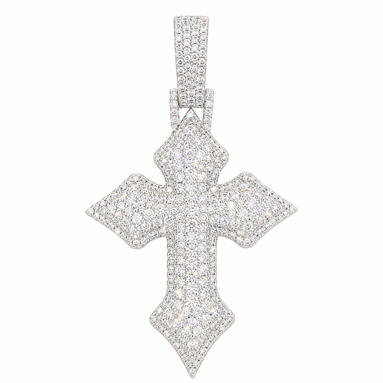 Lab Diamond Sterling Silver Cross Pendant 6.31 CTW