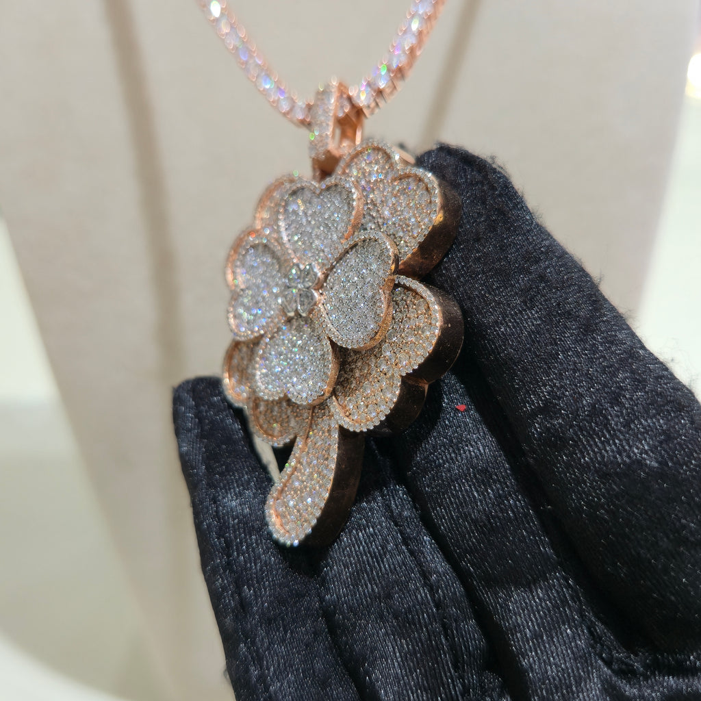 VVS Custom Clover Pendant with 3mm Tennis Chain