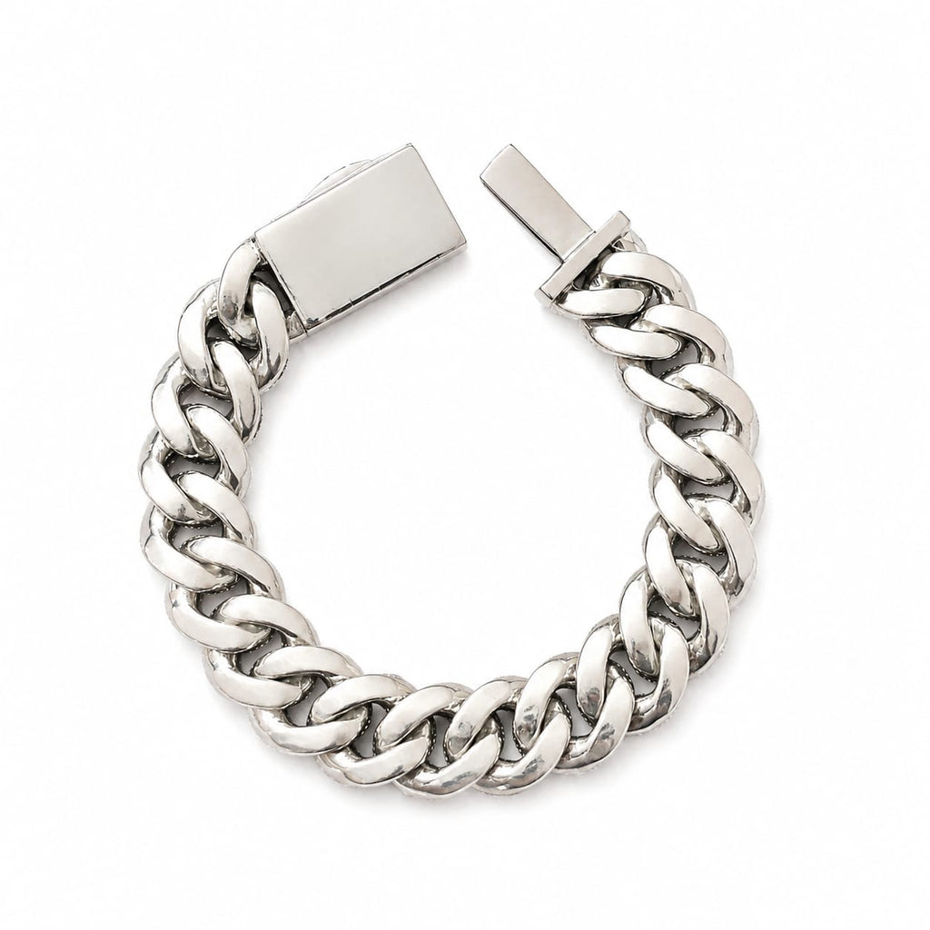 Lab Diamond Sterling Silver 15mm Cuban Link Bracelet 16.70 CTW