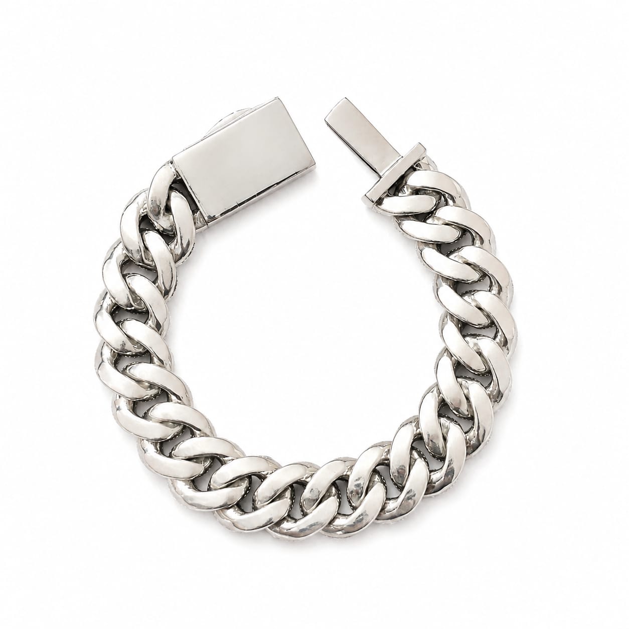 Lab Diamond Sterling Silver 15mm Cuban Link Bracelet 16.70 CTW