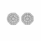 10KT Gold Diamond Octagonal Cluster Earrings 0.18 CTW